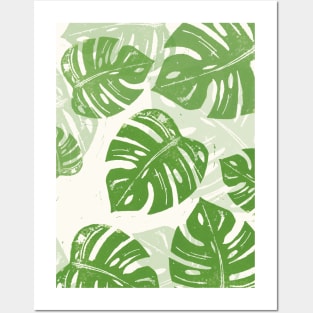 Linocut Monstera Posters and Art